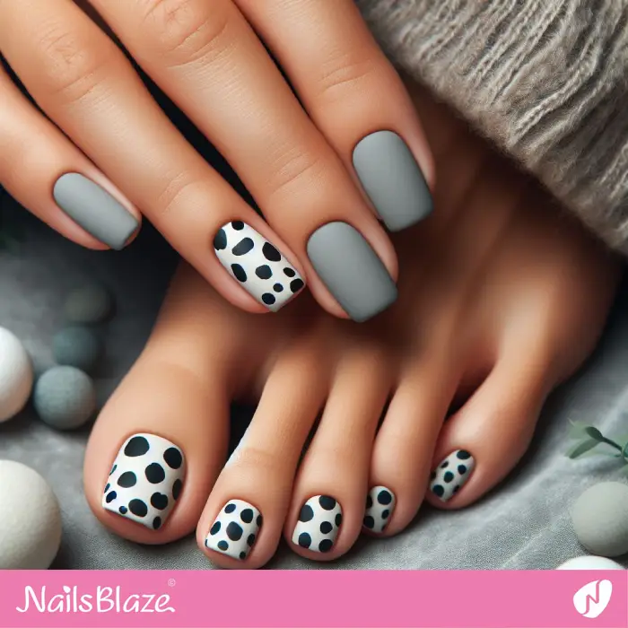 Matching Manicure and Pedicure with Dalmatian Print | Animal Print Nails - NB2010